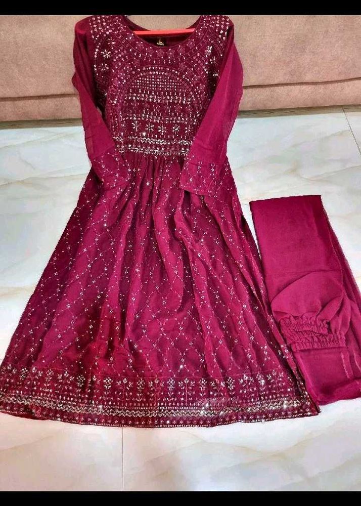 Dark Maroon 2 Piece Kurta Set