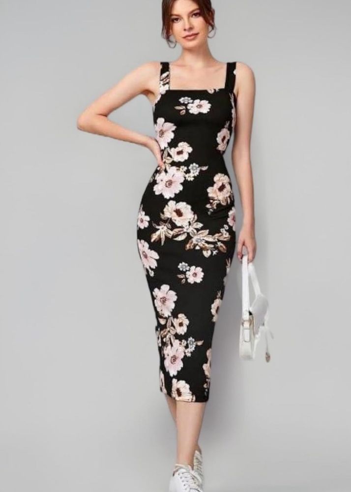 Floral Bodycon Midi Dress