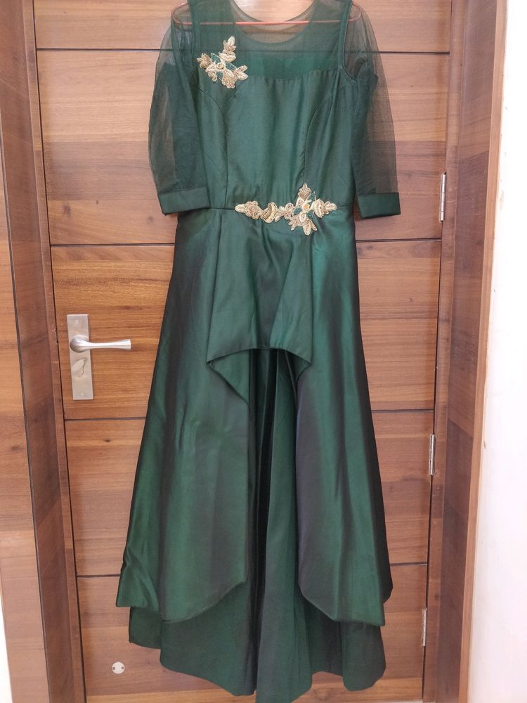 Designer Gown Green Shade Artificial Silk
