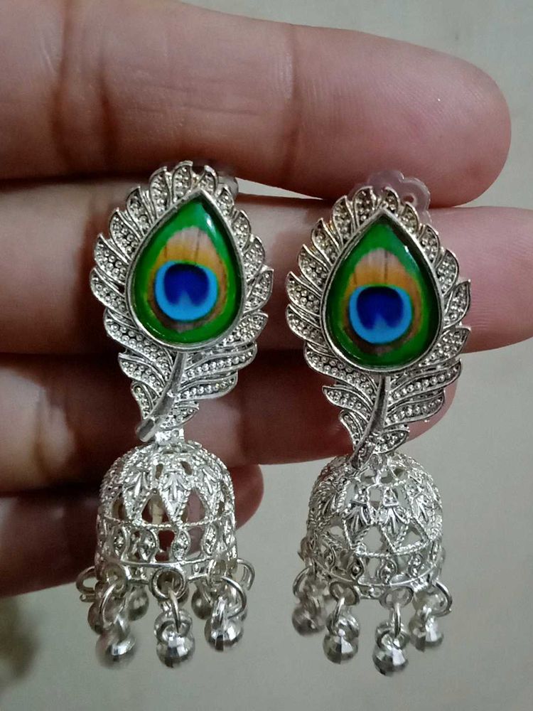 Peacock Jhumka Earrings