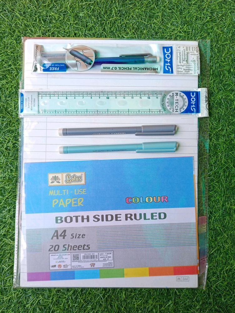 Both Side Ruled Sheet With Pens