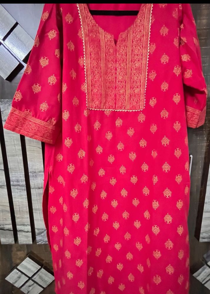 Red Printed Kurta and floral dress
