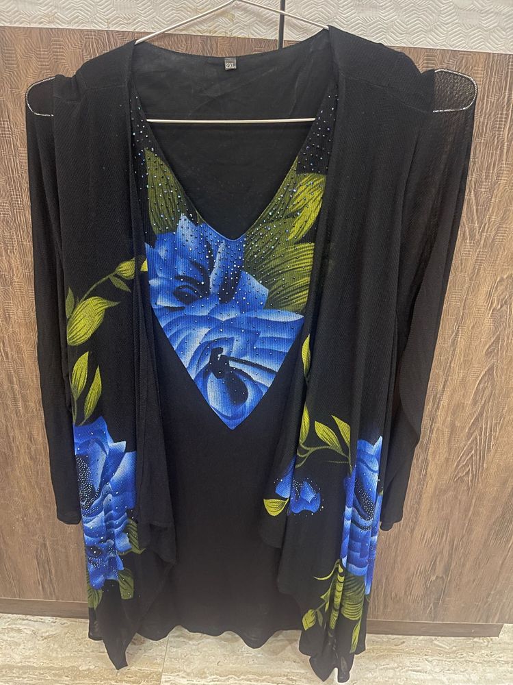 Floral Print black top