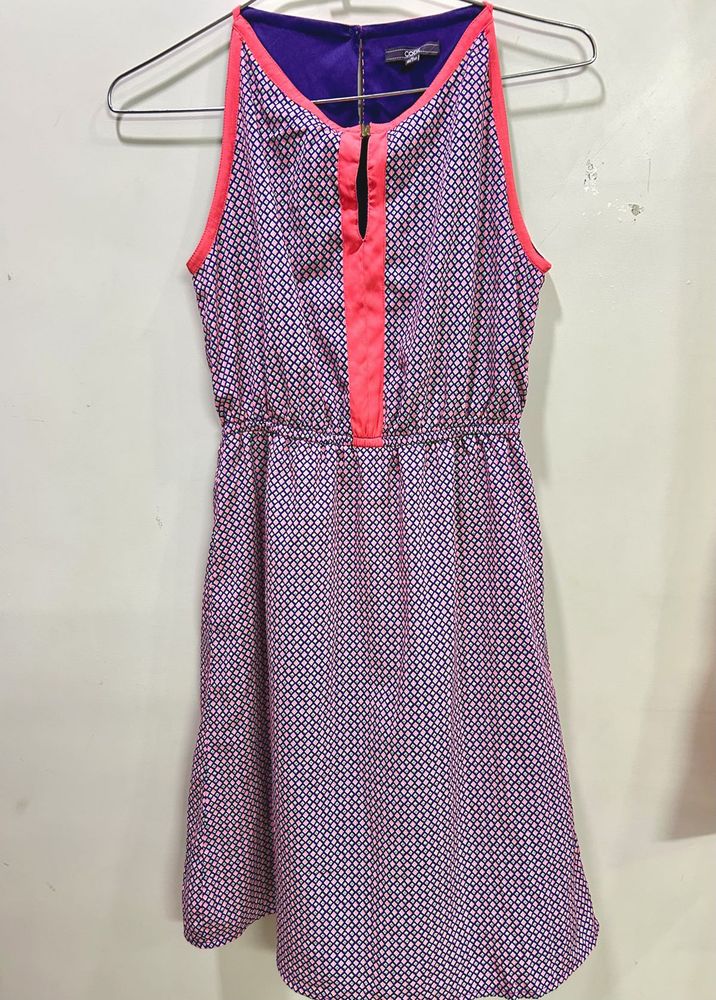 Stylish Purple and Neon Pink Geometric dress