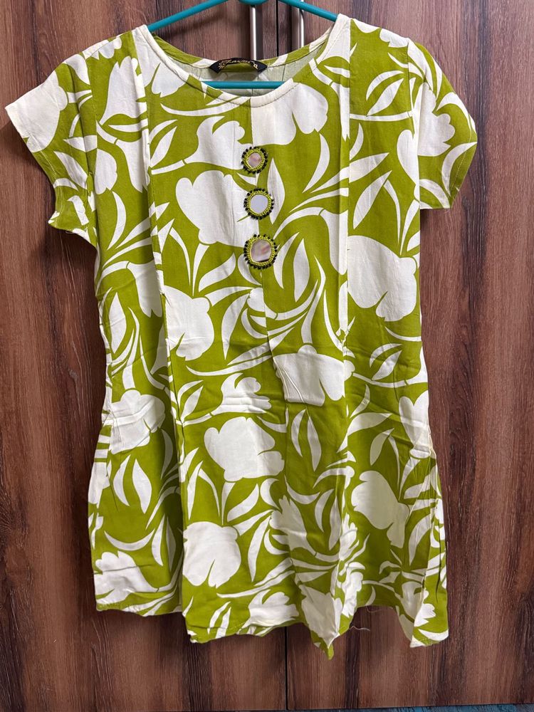 Floral Green Tunic Top