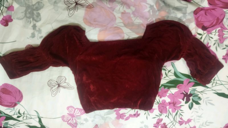 Maroon Velvet Blouse