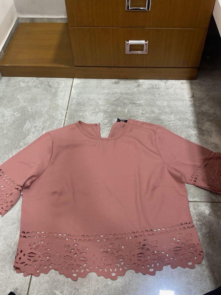 Elegant Mauve Cutout Blouse