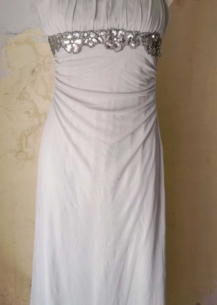 Elegant Silver Embellished Dress