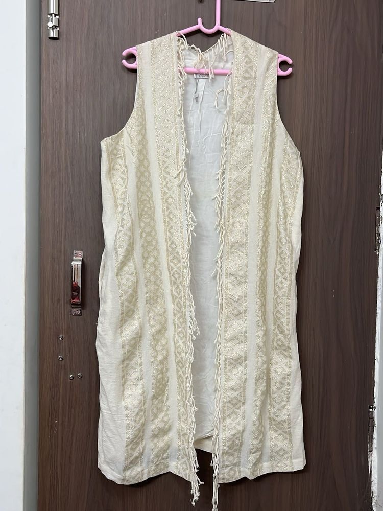 Ethnic Sleeveless Shrug Khadi stuff for 40-42 size