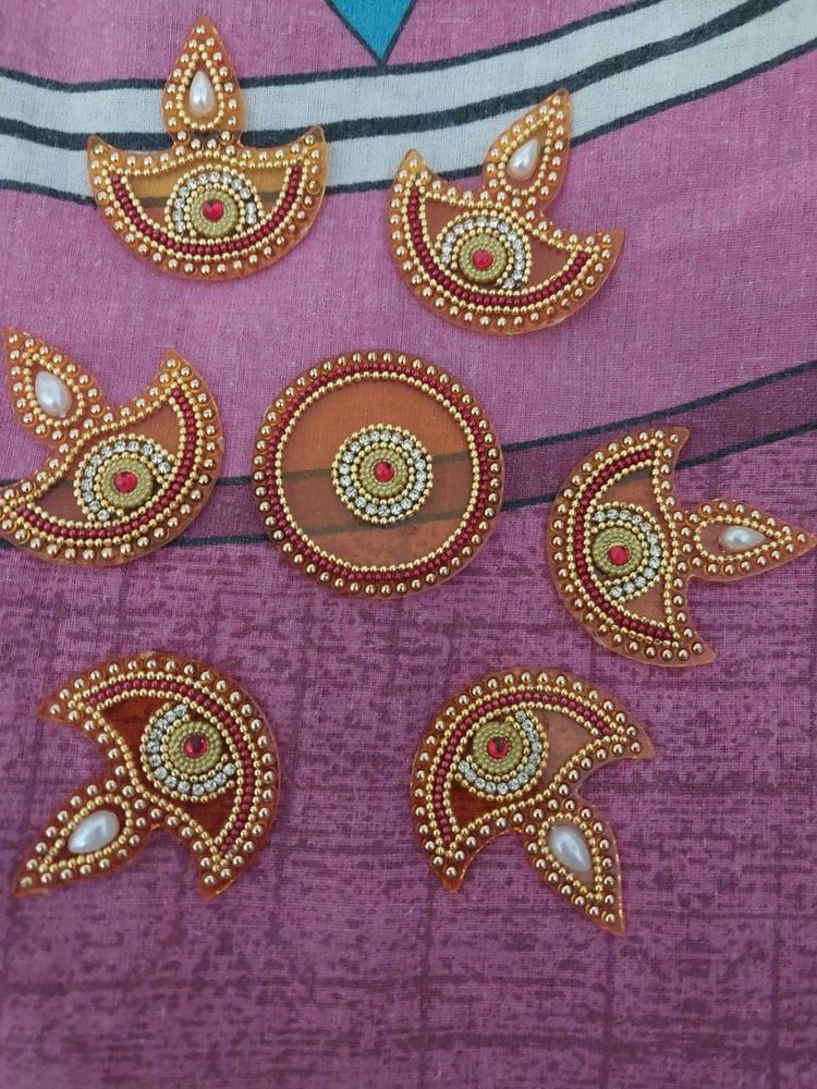Acrylic Rangoli Golden With Pearl Work