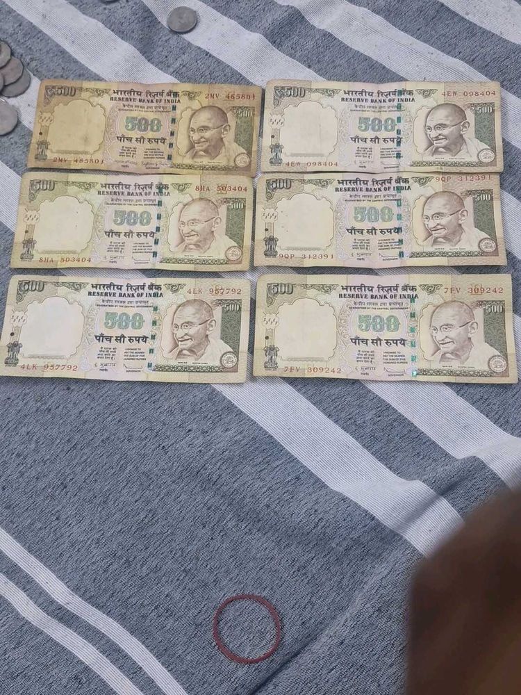Indian 500 Rupee Notes -6pcs