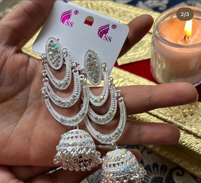 Silver Jhumka Earrings