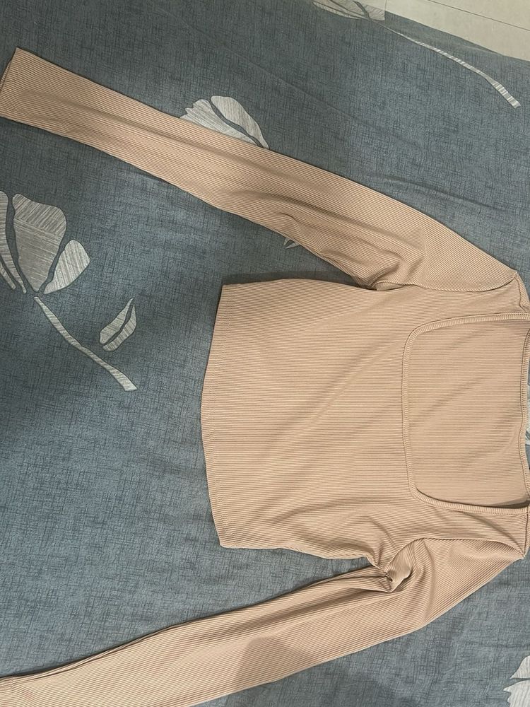 Beige Long Sleeve Top