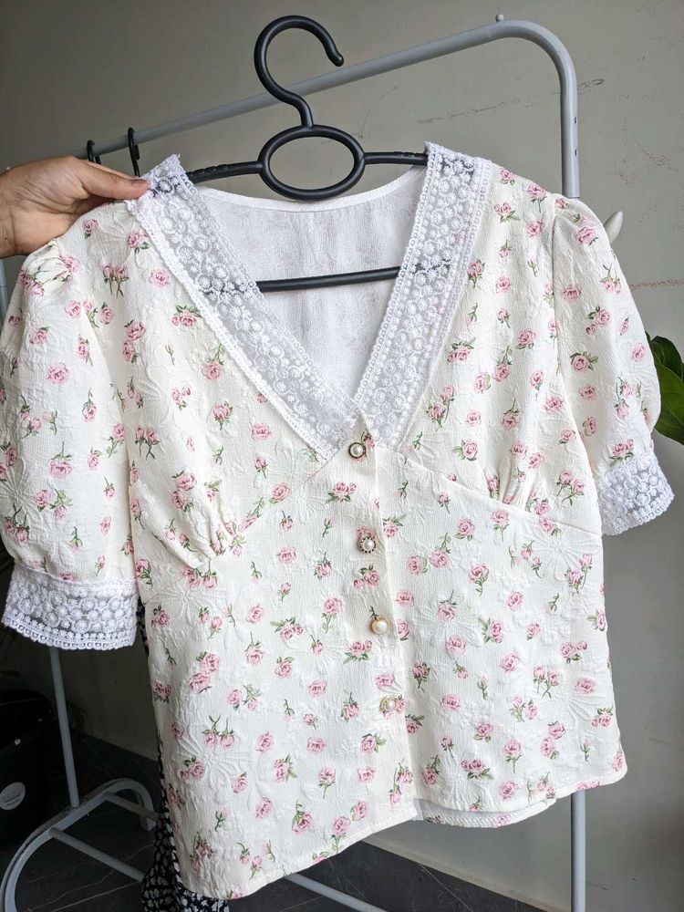 Pink Floral Vintage Style Top