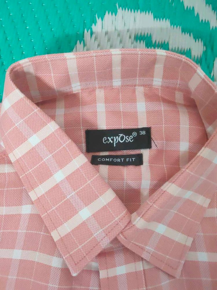 Expose Peach Checkered Shirt
