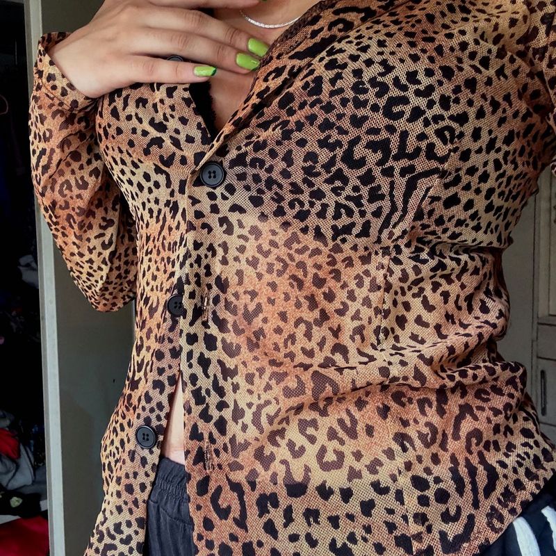 Sheer Leopard Print Shirt