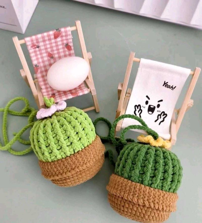 Crochet Cactus Bag Charm