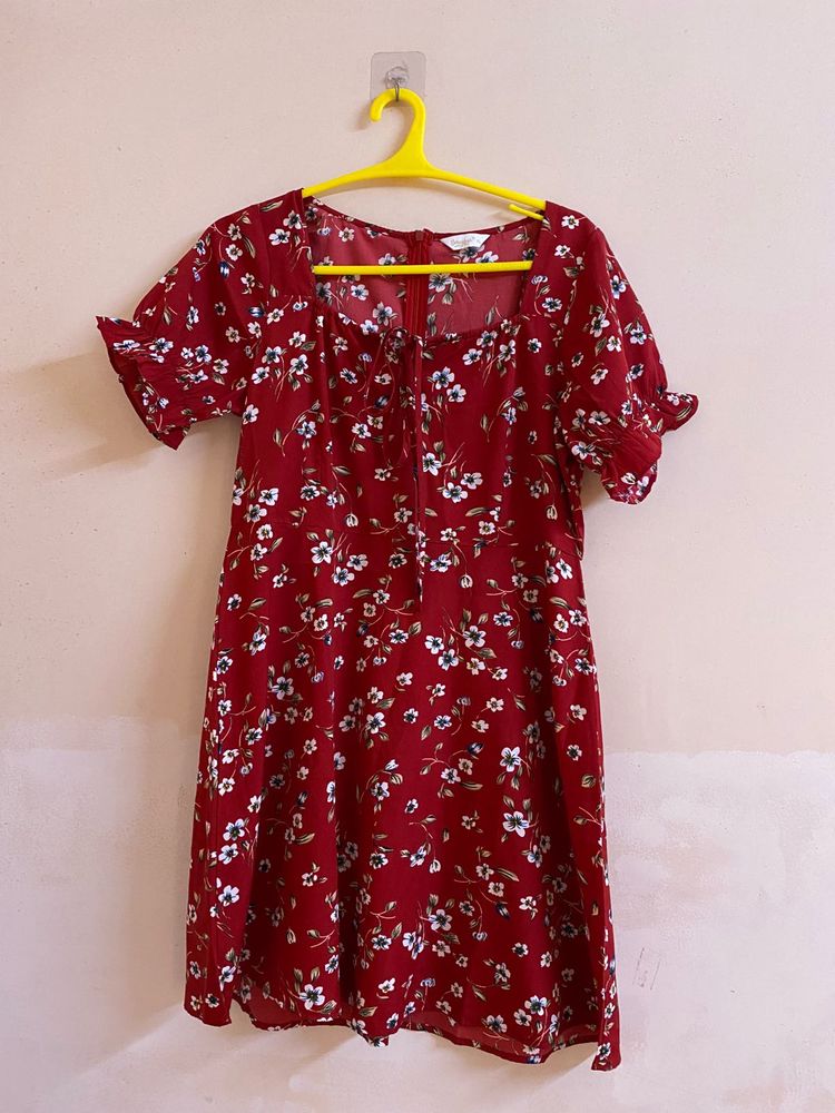 M16- Floral Red Mini Dress