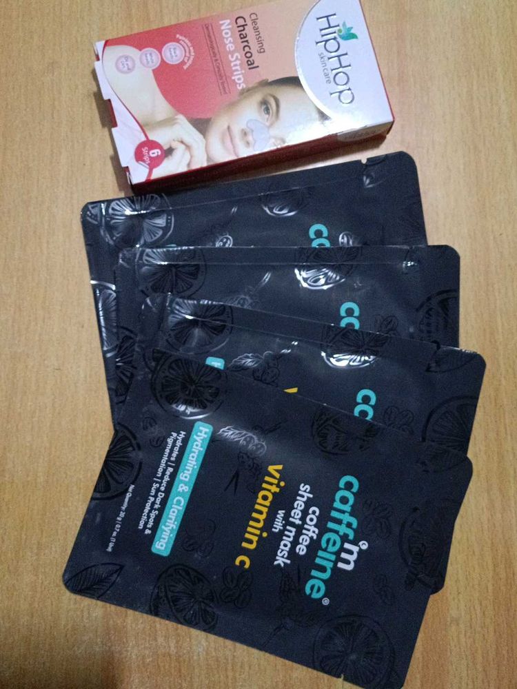 Combo Of Mcaffeine Sheet Mask &amp; Hiphop Nose Strips