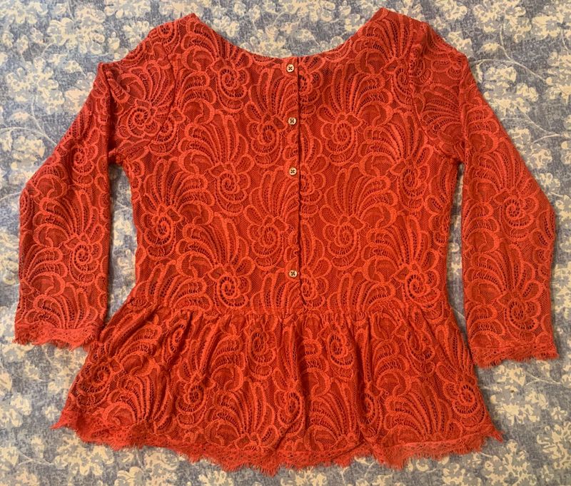 Y2k Coral Lace Peplum Top - Latin Quarters Brand