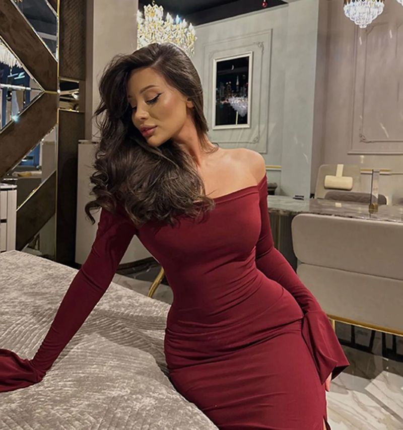 Savana Red off shoulder dress/ gown