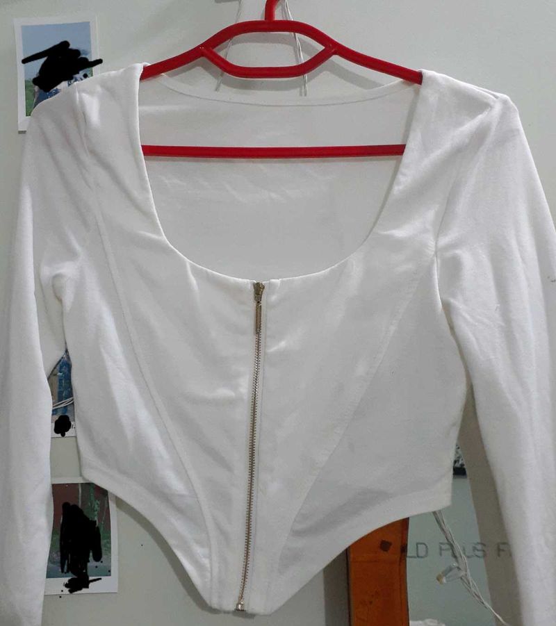 White Corset Long Sleeve Top