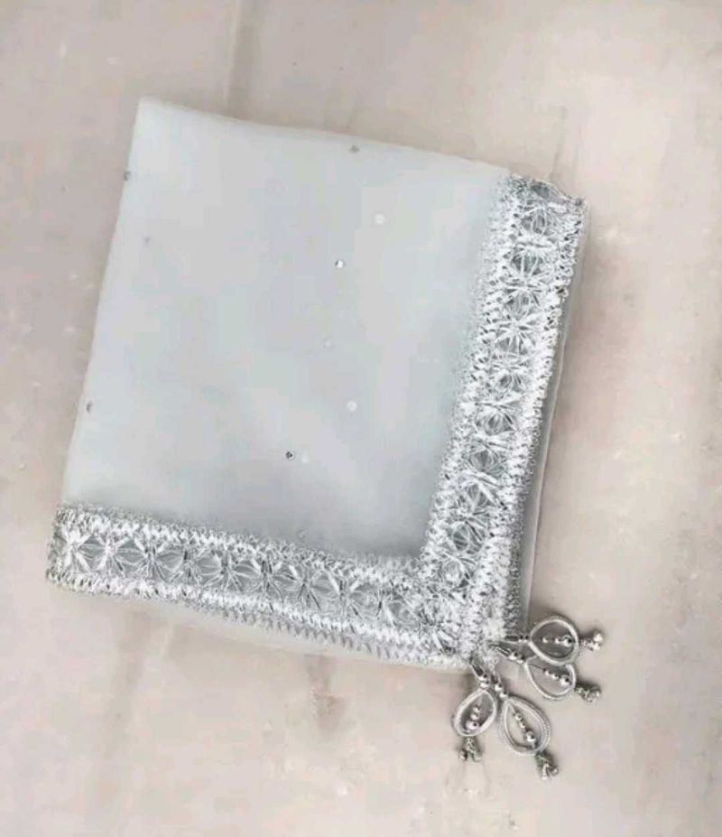 White Dupatta with latkan