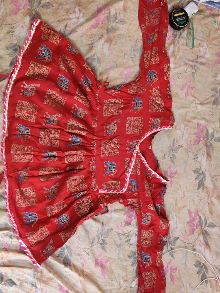 Red Printed Kurta Dress