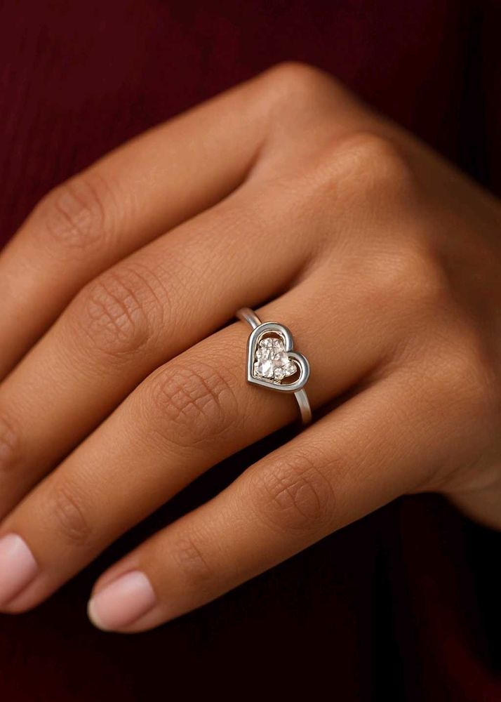 Heart-Shaped Silver Ring
