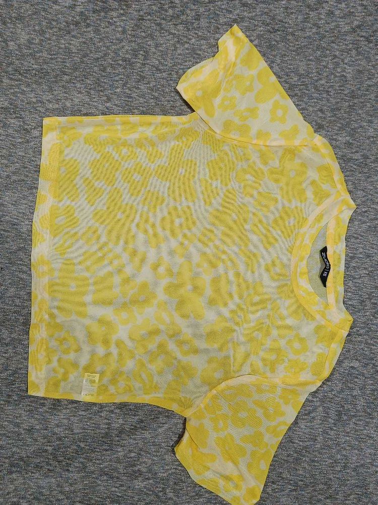 Yellow Sheer Floral Top