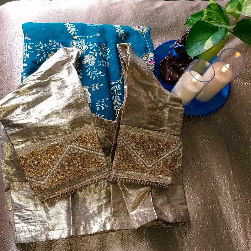 🛍️ Teal Green Colour Saree With Blouse ⭐⭐⭐⭐⭐