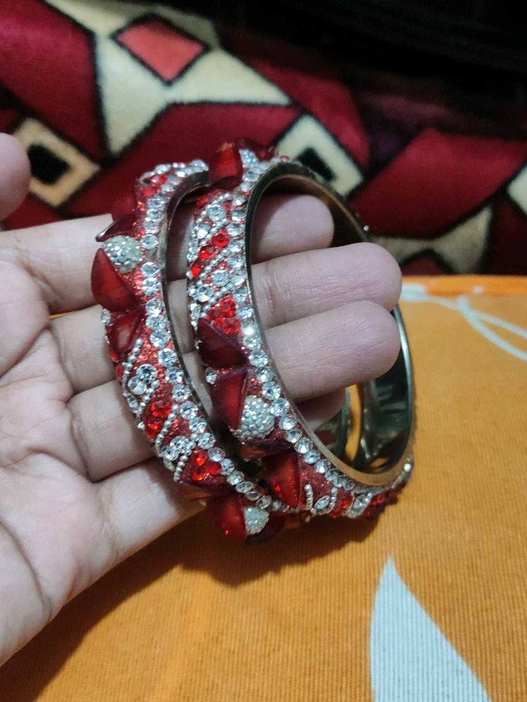 Red &amp; Silver Bangles