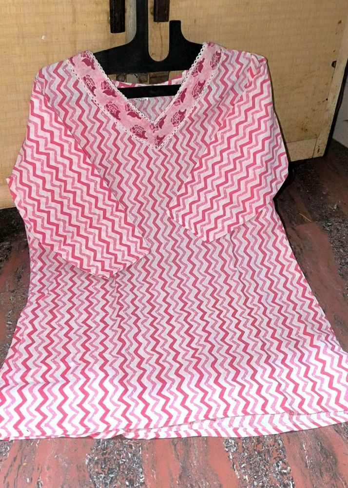 Pink Zigzag Tunic Top