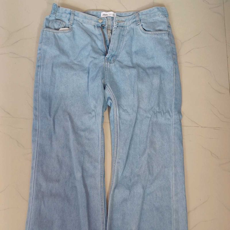 Zara Light Wash Wide Leg Jeans