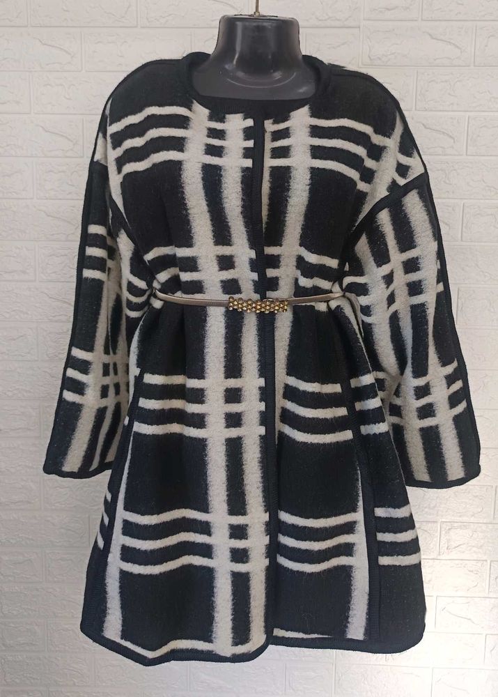 Imported Checkered Overcoat