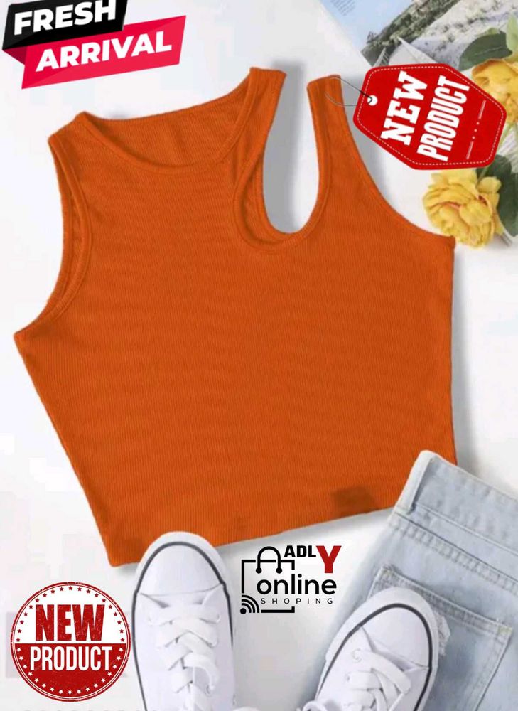 Orange Fitted Crop Top