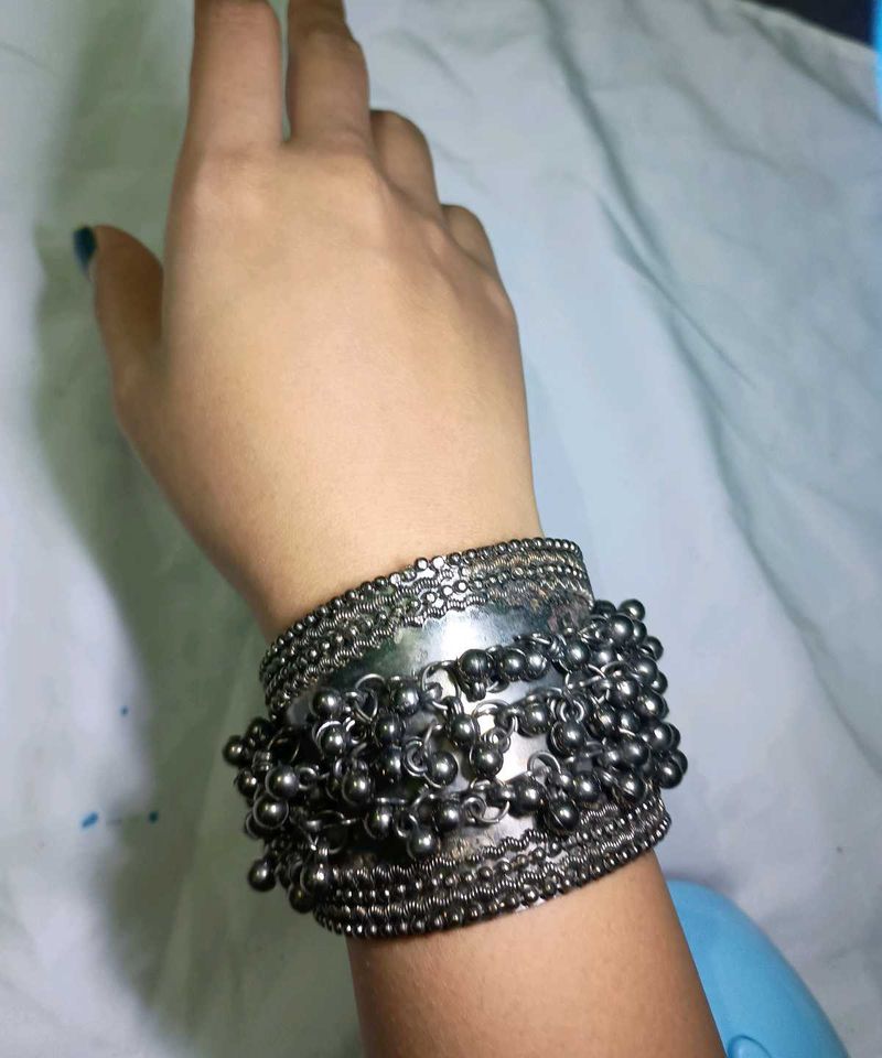 Stylish ethnic oxidised black Silver Bangles