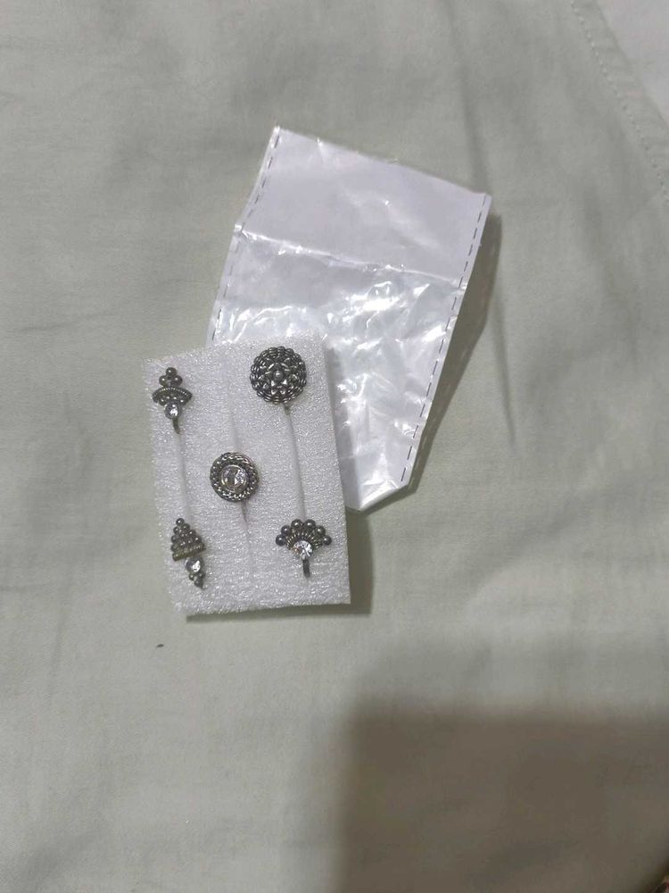 Silver Nose Pins (Set of 5)