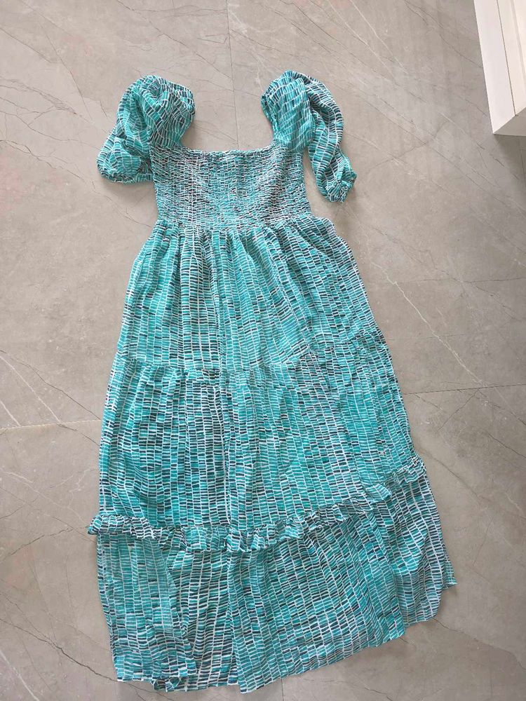 Blue Patterned Maxi Dress