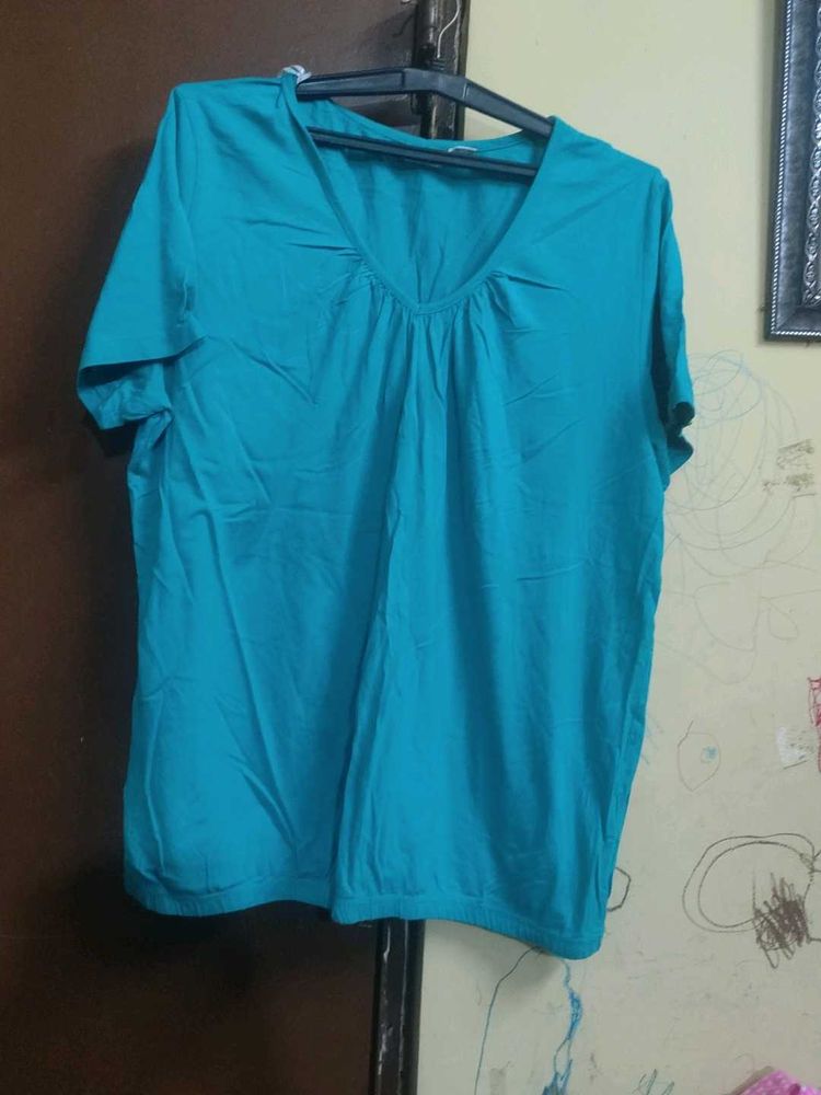 Teal V-Neck Top