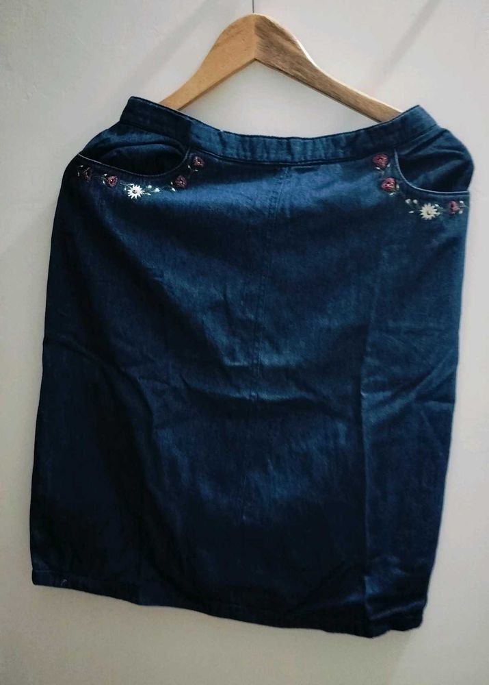Denim Skirt With Handwork Detailing