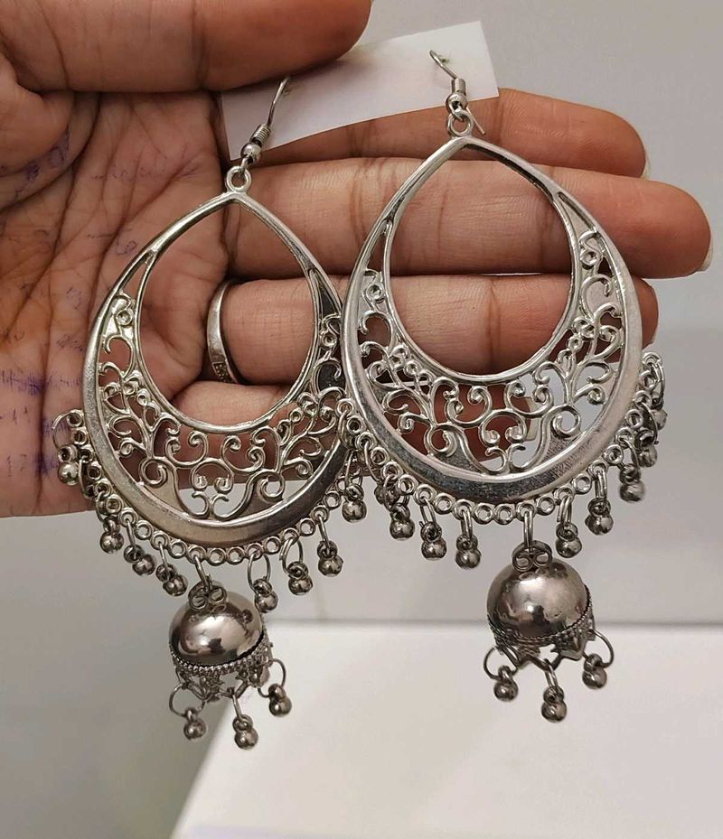 Silver Jhumka Earrings