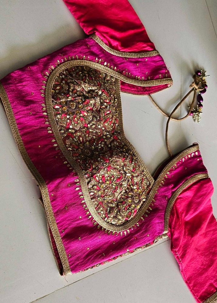Hot Pink Embellished Indian Blouse