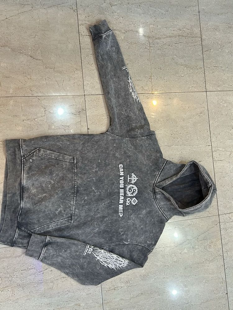 Unisex Grey Graphic Print Hoodie