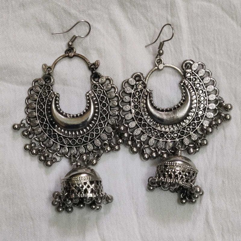 Silver Jhumka Earrings