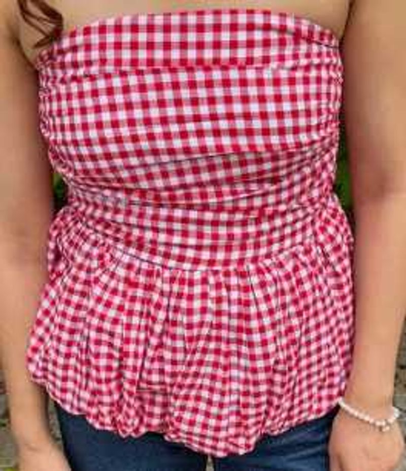 Gingham Print Tube Top