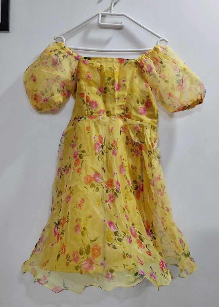 Floral Yellow Mini Dress