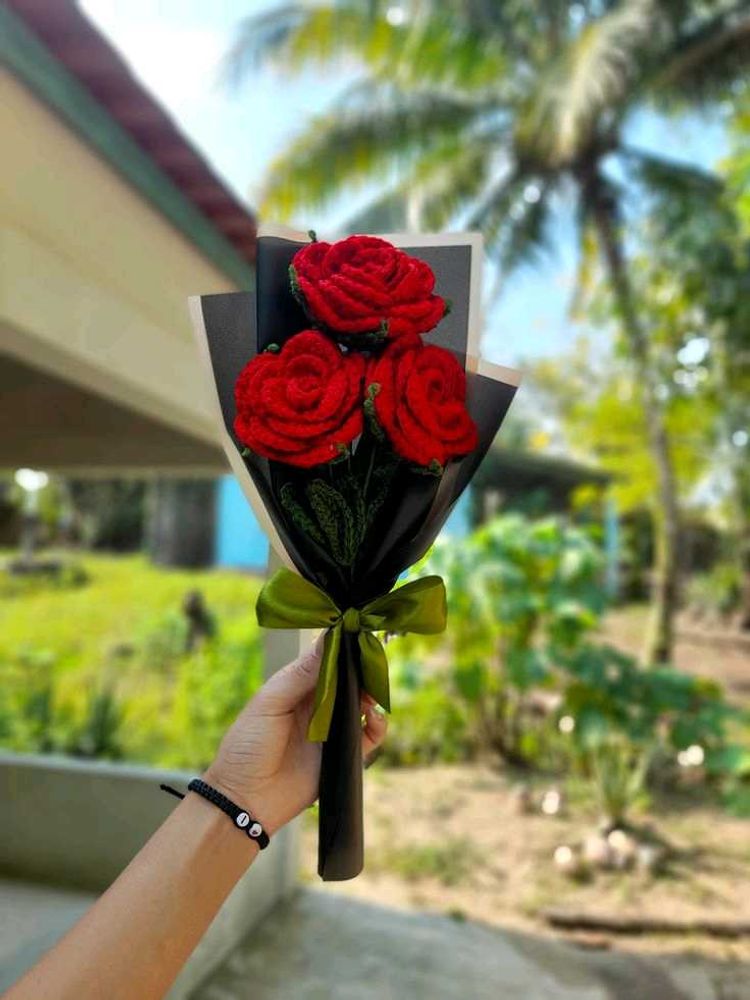 Handmade Crochet Set Of 2 Rose