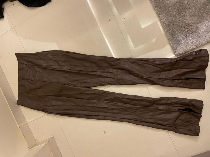 Brown Faux Leather Pants