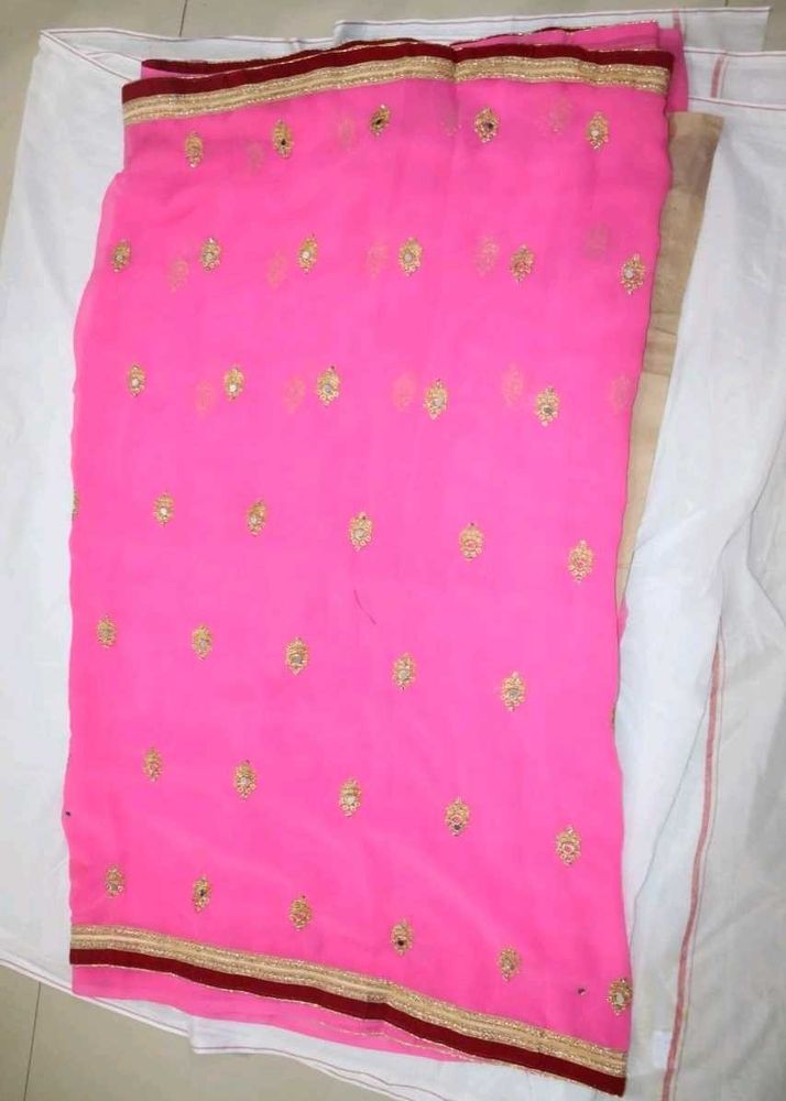 Pink Embroidered Saree